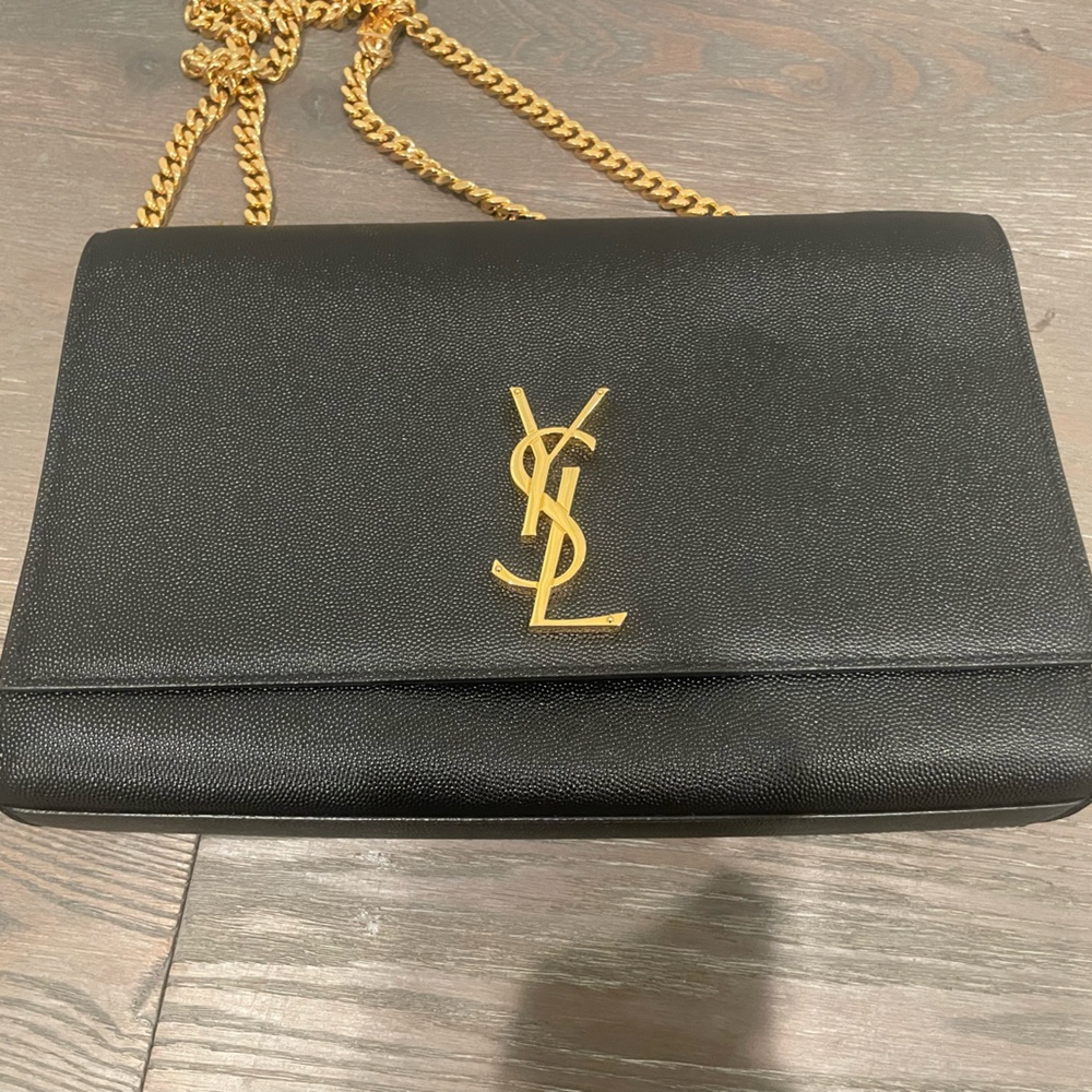Yves Saint Laurent Kate Black Handbag with Gold Accents